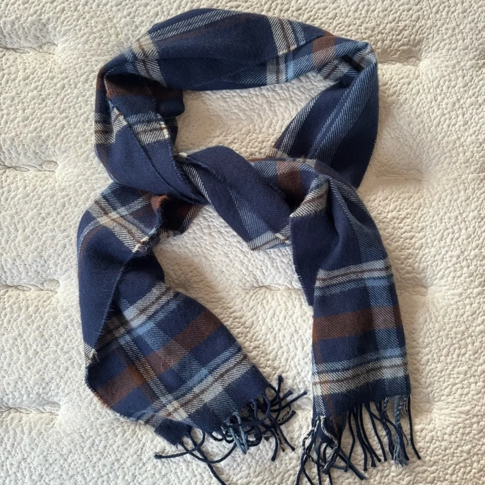 Men’s Wide Acrylic Plaid Scarf with fringe
